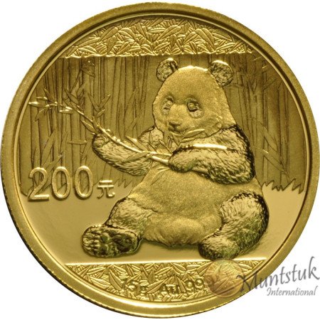 200 Yuan, China, 2017, Gold - Panda, reverse