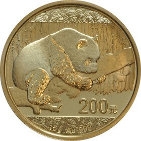 200 Yuan, China, 2016, Gold - Panda reverse