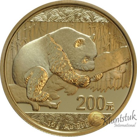 200 Yuan, China, 2016, Gold - Panda reverse