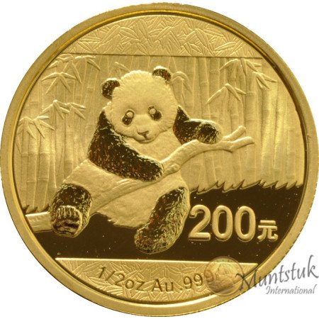 200 Yuan, China, 2014, Gold - Panda, Reverse