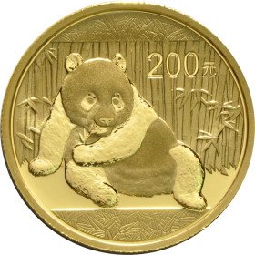 200 Yuan, China, 2015, Gold - Panda, Reverse