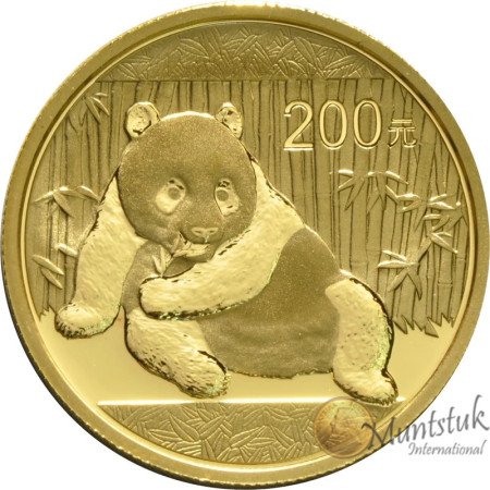 200 Yuan, China, 2015, Gold - Panda, Reverse