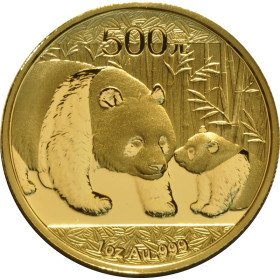 500 Yuan, China, 2011, Gold - Panda reverse