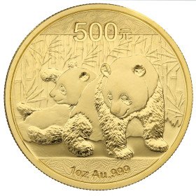 500 Yuan, China, 2010, Gold - Panda reverse