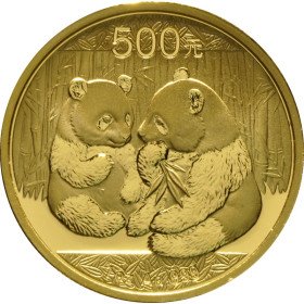 500 Yuan, China, 2009, Gold - Panda, reverse