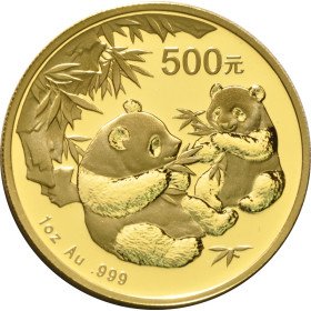 500 Yuan, China, 2006, Gold - Panda reverse