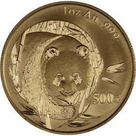 500 Yuan, China, 2003, Gold - Panda reverse