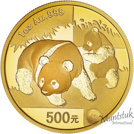 500 Yuan, China, 2008, Gold - Panda reverse