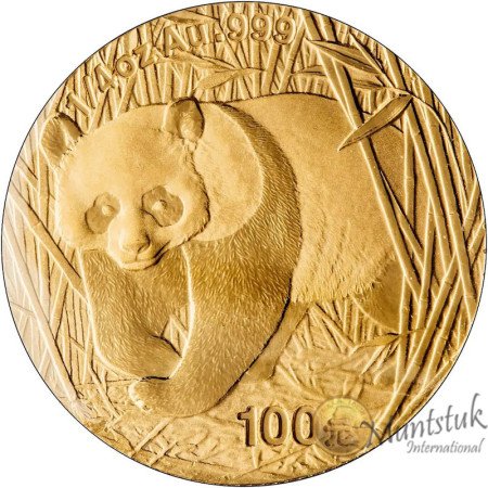 100 Yuan, China, 2002, Gold - Panda reverse