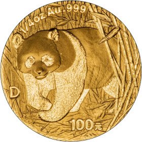 100 Yuan, China, 2001, Gold - Panda reverse