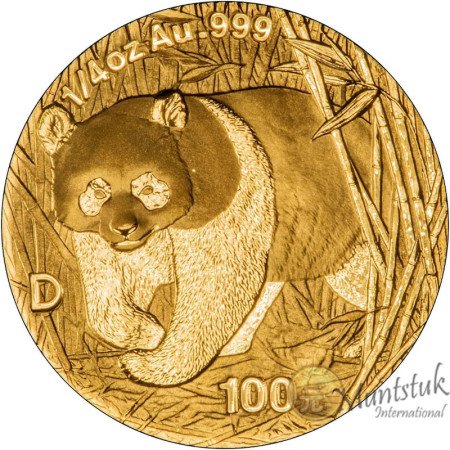 100 Yuan, China, 2001, Gold - Panda reverse