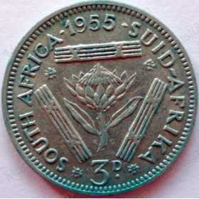 Threepence, South Africa, 1955, Silver