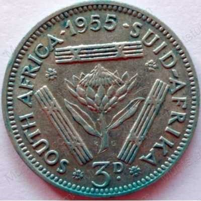 Threepence, South Africa, 1955, Silver