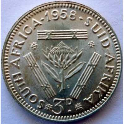 Threepence, South Africa, 1958, Silver