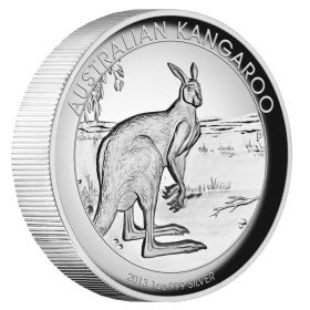 1 oz, Australia, 2013, Silver - Kangaroo, reverse side view