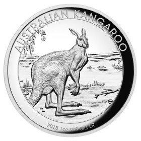 1 oz, Australia, 2013, Silver - Kangaroo, reverse