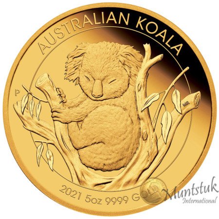 5 oz, Australian, 2021, Gold - Koala, reverse