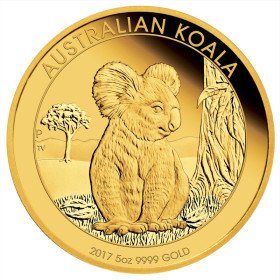 5 oz, Australian, 2017 Gold - Koala, reverse