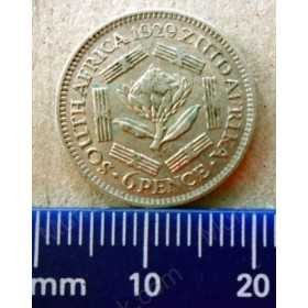 SixPence, South Africa, 1929, Silver