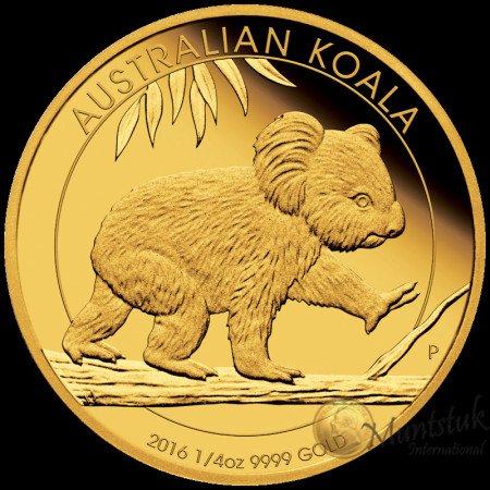 1/4 oz, Australian, 2016, Gold - Koala, reverse