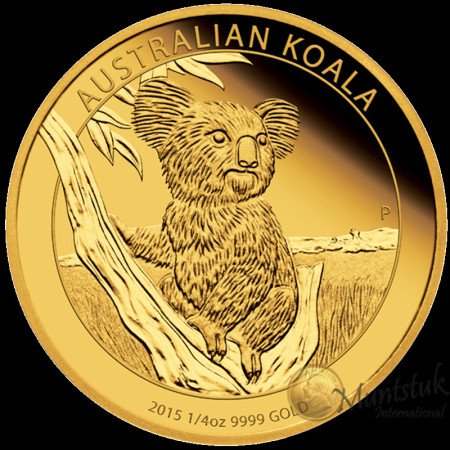1/4 oz, Australian, 2015, Gold - Koala, reverse