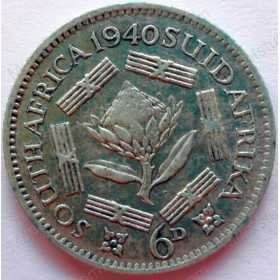SixPence, South Africa, 1940, Silver