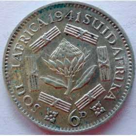 SixPence, South Africa, 1941, Silver