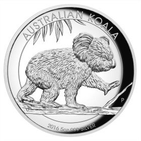5 oz, Australia, 2016, Silver- Koala, obverse