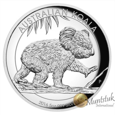 5 oz, Australia, 2016, Silver- Koala, obverse