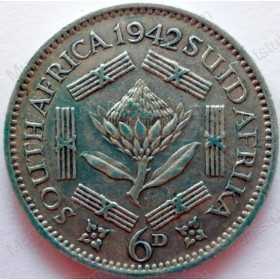 SixPence, South Africa, 1942, Silver