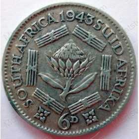 SixPence, South Africa, 1943, Silver
