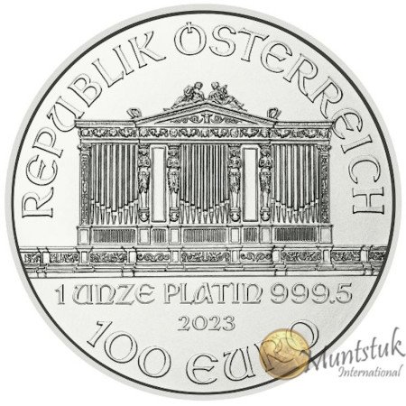 1 oz, Austria, 2023, Platinum - Vienna Philharmonic, reverse
