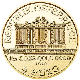 1/25 oz, Austria, 2020, Gold - Vienna Philharmonic, reverse