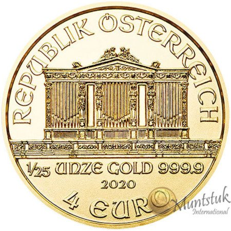 1/25 oz, Austria, 2020, Gold - Vienna Philharmonic, reverse