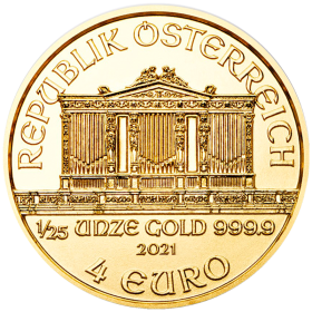 1/25 oz, Austria, 2021, Gold - Vienna Philharmonic, reverse