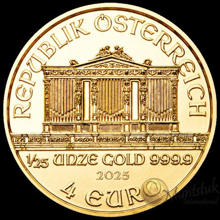 1/25 oz, Austria, 2025, Gold - Vienna Philharmonic, reverse