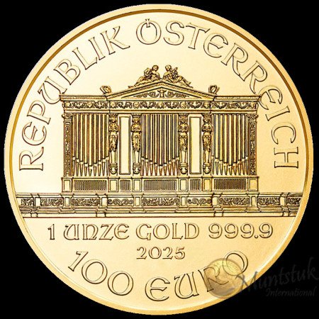 1 oz, Austria, 2025, Gold - Vienna Philharmonic, obverse