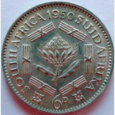 SixPence, South Africa, 1950, Silver