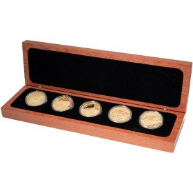 1994 -1998 South Africa Natura One Ounce Gold Proof Big Five Coin Set Box open