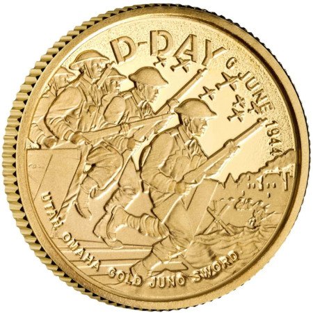 1/40 oz, UK, 2024, Gold, 1 oz, South Africa, 2023, Gold, D-Day 80th Anniversary Obverse
