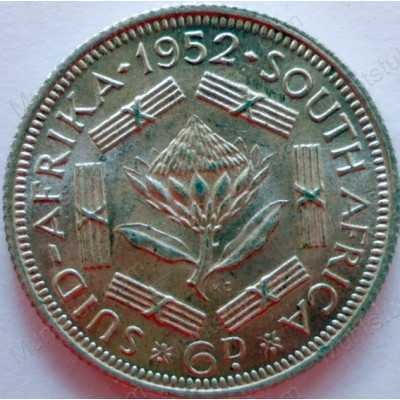 SixPence, South Africa, 1952, Silver