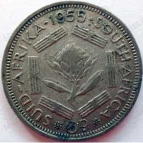 SixPence, South Africa, 1955, Silver