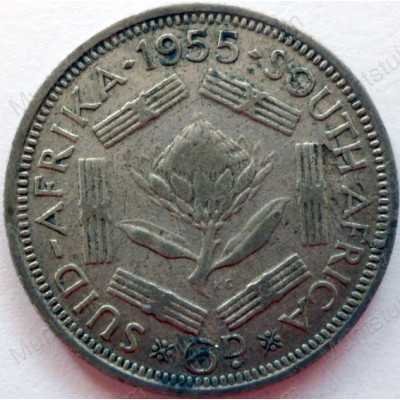 SixPence, South Africa, 1955, Silver