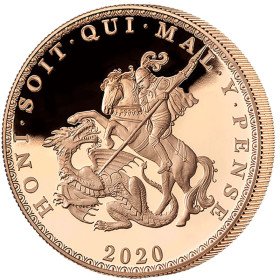 UK, 2020, Gold, Saint Helena 5 Sovereign Obverse