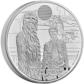 5 oz, UK, 2024, Silver, Star Wars Han Solo and Chewbacca obverse