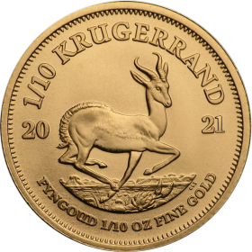 1/10 oz, South Africa, 2021, Gold - Krugerrand reverse