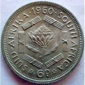 SixPence, South Africa, 1960, Silver