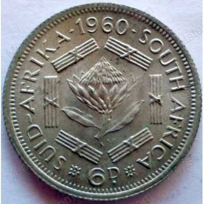 SixPence, South Africa, 1960, Silver