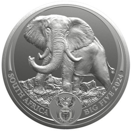 5 oz, South Africa, 2024, Silver, Big Five III - Elephant Obverse