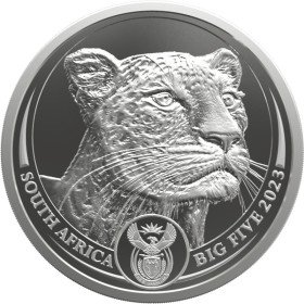 5 oz, South Africa, 2023, Silver, Big Five II - Leopard, Obverse